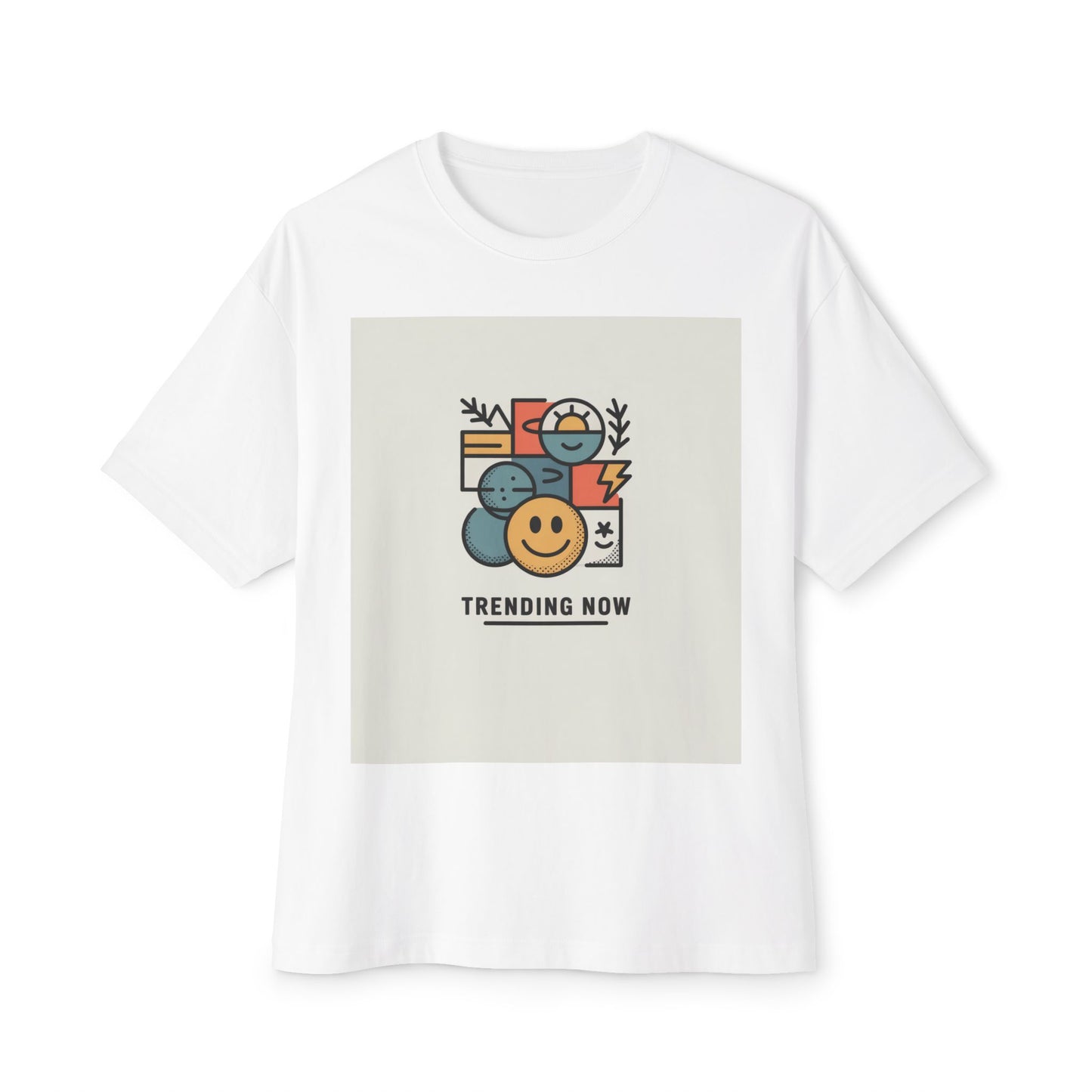 Trendy Smiley Tee, Unisex Oversized Boxy Tee, Casual Wear, Gift for Him/Her, Summer Style, Everyday Comfort