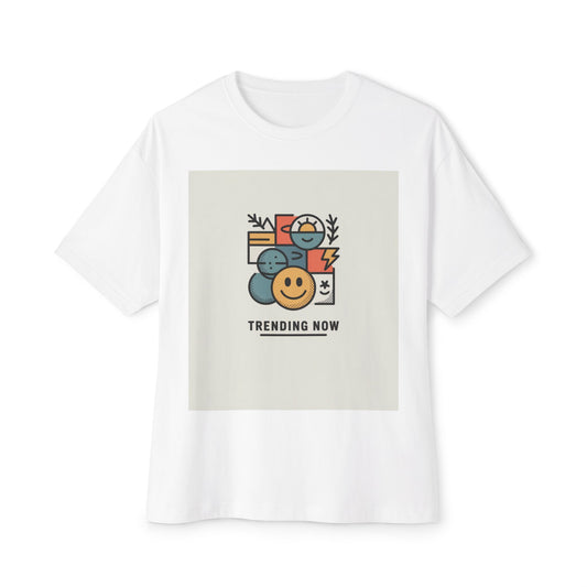 Trendy Smiley Tee, Unisex Oversized Boxy Tee, Casual Wear, Gift for Him/Her, Summer Style, Everyday Comfort