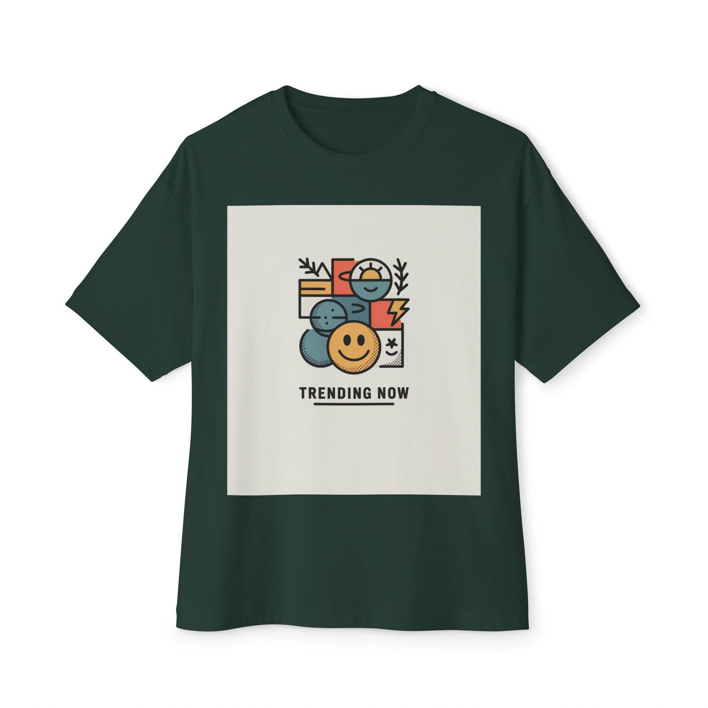 Trendy Smiley Tee, Unisex Oversized Boxy Tee, Casual Wear, Gift for Him/Her, Summer Style, Everyday Comfort